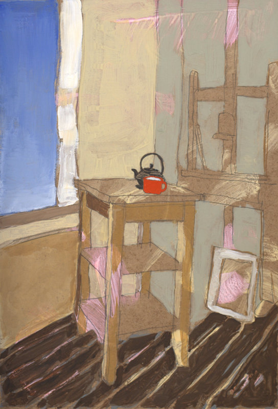 Coin d'atelier - tempera - 21x30